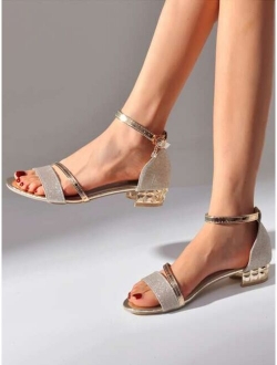 Glitter Decor Ankle Strap Sandals