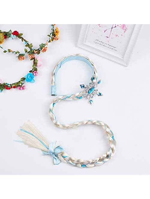 Golray Elsa Princess Jewelry Dress Up Accessories Frozen Jewelry Play Toy Set for Girl, Wig Crown Glove Elsa Cinderella Costume Accessories