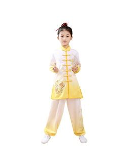 Wwldzsh Kids Tai Chi Uniform, Gradient Kung Fu Suit Chinese Martial Art Wing Chun Taichi Clothing Set Performance Wear for Boys and Girls 160