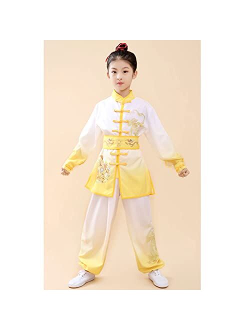 Wwldzsh Kids Tai Chi Uniform, Gradient Kung Fu Suit Chinese Martial Art Wing Chun Taichi Clothing Set Performance Wear for Boys and Girls 160