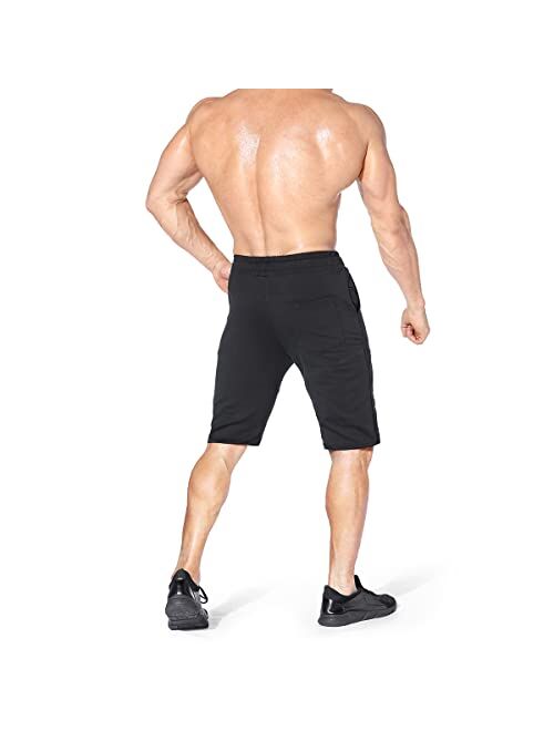 BROKIG Mens Thighs Mesh Gym Bodybuilding Shorts, Slim Fit Stretch Athletic Workout Running Shorts for Men with Zipper Pocket