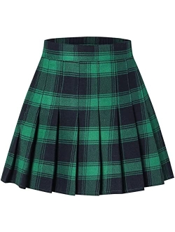 SANGTREE Pleated Skirt, Elastic Waist Uniform Skirt for Girls & Women, 2 Years - Adult 3XL