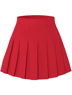 SANGTREE Pleated Skirt, Elastic Waist Uniform Skirt for Girls & Women, 2 Years - Adult 3XL
