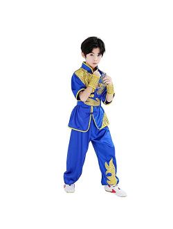 Generic Kung Fu Suit Uniform for Kids, Tai Chi Uniform with Belt for Martial Arts Training, Performance Wear for Boys and Girls
