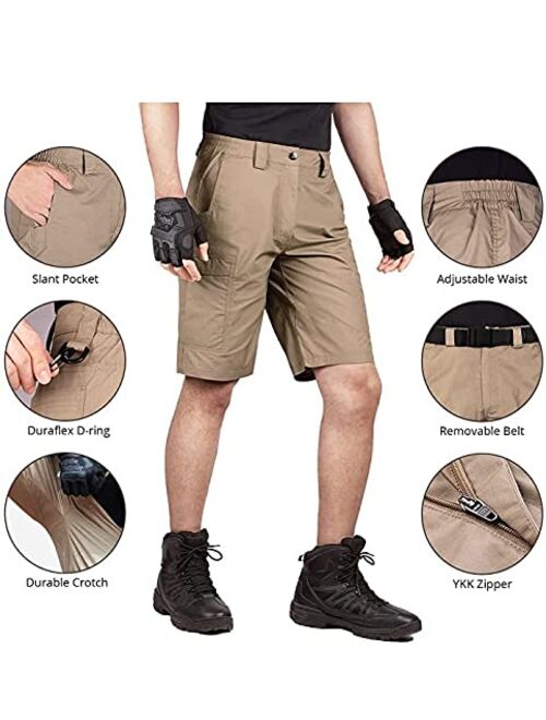 FREE SOLDIER Men's Outdoor Tactical Shorts Water Resistant Cargo Work Shorts Relaxed Fit Hiking Shorts