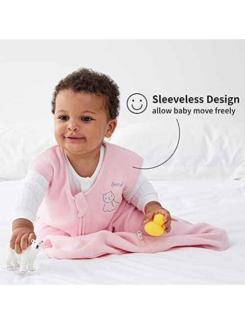 Uniqlo Duomiaomiao Unisex Baby Sleep Sack TOG 1.0, Micro-Fleece All Season Baby Sleeping Bag with Inverted Zipper, Plush Sleeveless Baby Wearable Blanket for Toddler Baby Girls 