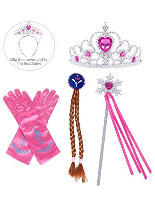 HenzWorld Princess Costume Dress Up Christmas Accessories Jewelry Gloves Wand Tiara Pretend Cosplay Party Gifts