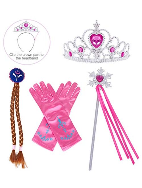 HenzWorld Princess Costume Dress Up Christmas Accessories Jewelry Gloves Wand Tiara Pretend Cosplay Party Gifts