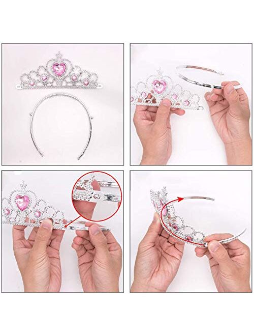 Kaptin 9Pcs Princess Dress Up Accessories Set,Crown Scepter Necklace Earrings Gloves Bracelet for Little Girls