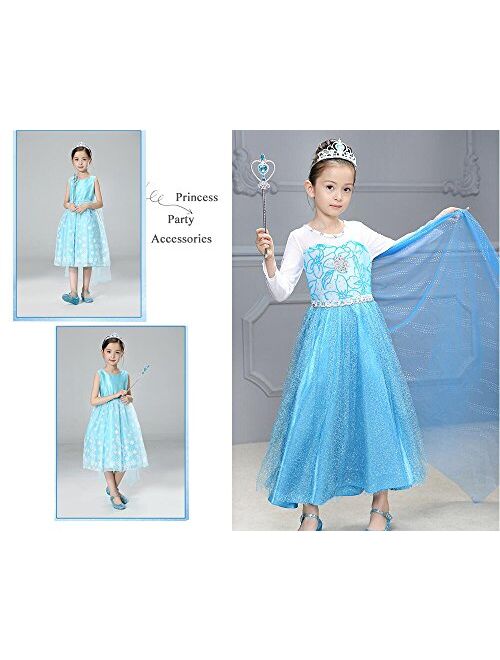 Yosbabe Princess Elsa Dress up Party Accessories Princess Jewelry Dress up Play Toy Set for Girls