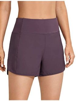 Women's High Waist Workout Running Shorts Mesh Liner 4'' - Quick Dry Mesh Athletic Sport Gym Shorts Zip Pocket