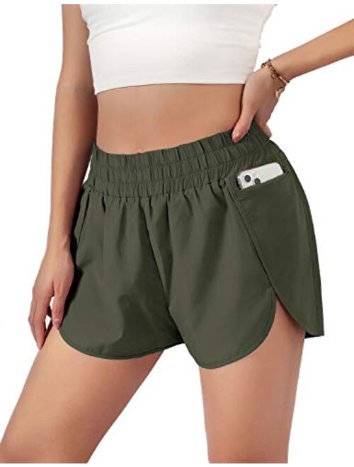 Blooming Jelly Women's Quick-Dry Running Shorts Workout Sport Layer Active Shorts with Pockets 1.75"