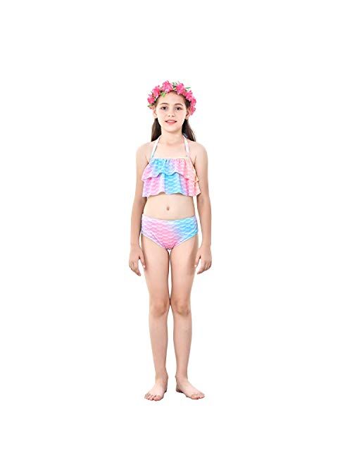 Newland 4 Pcs Girls Swimsuit Mermaid Tails for Swimming Princess Bikini Bathing Suit Set