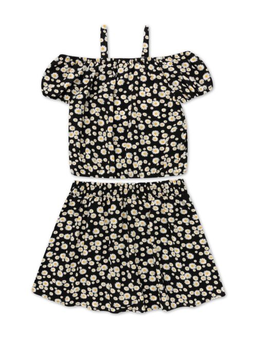 Speechless Big Girls Floral Scooter Top with Skirt and Scrunchie, 3-Piece Set