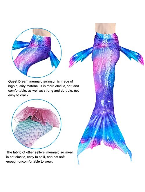 Guest Dream Mermaid Tails for Swimming Girls Swimsuit Princess Bathing Suit Bikini