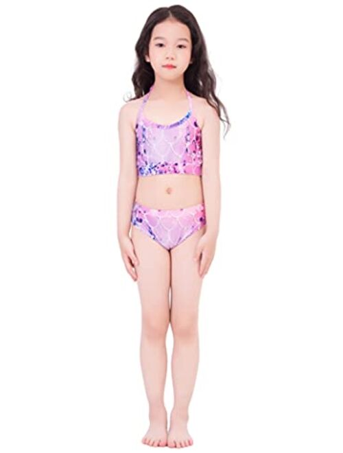 Zentaifan 6Pcs Mermaid Tail Swimsuit with Monofin for Mermaid Tail Swimming Girl 3-12 Years Old