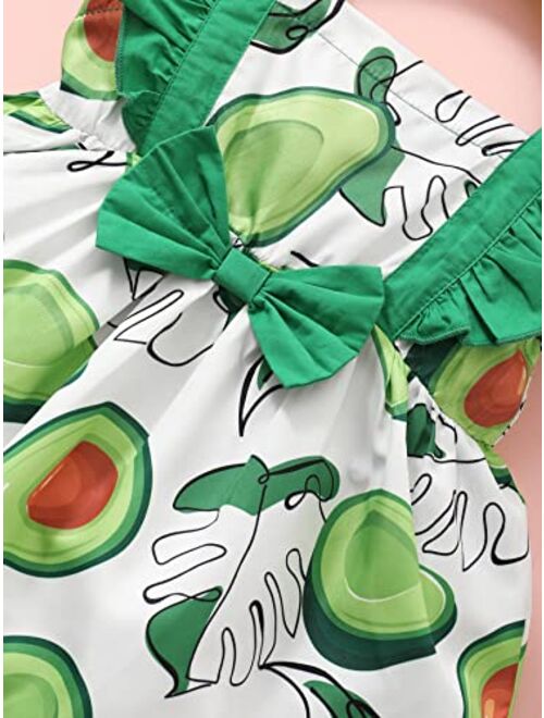 Yixius Twins Bodysuit, Baby Brother Sister Family Matching Outfits Infant Boys Girls Ruffled Sleeve Avocado Romper Summer Clothes