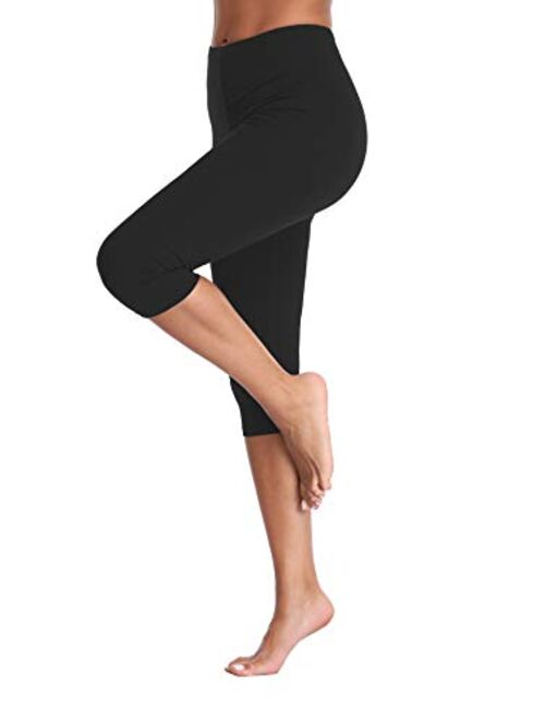 Kotii Women's Lightweight Soft Capri Leggings Crop Leggings 3/4 Stretch Yoga Pants