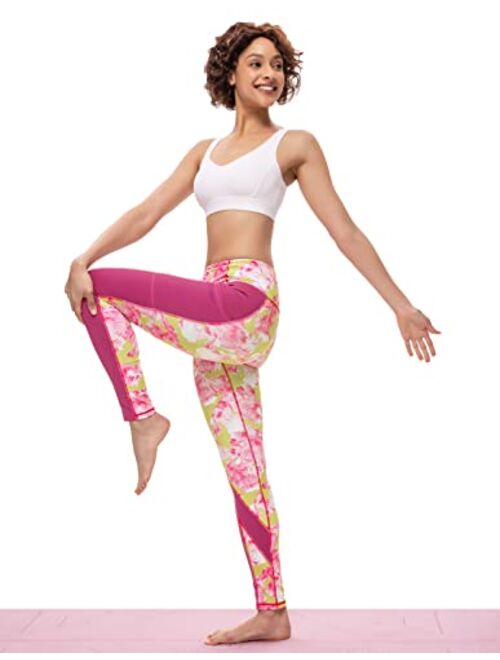 JACK SMITH Women's High Waist Pattern Leggings Tummy Control Yoga Pants with Pockets for Women Full Length