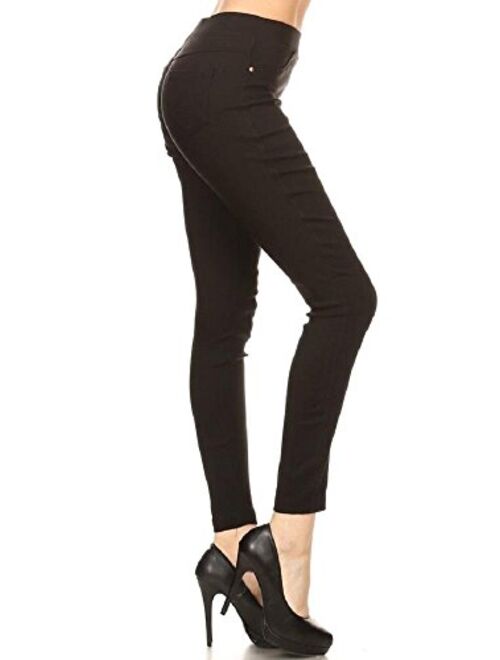 Jvini Women's High Waist Pull-On Skinny Super Stretchy Capris & Jegging Pants