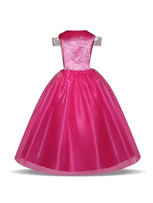 GJDAMFD Little Girls Elegant Pink Princess Dress up Outfit Halloween Birthday Party Costume