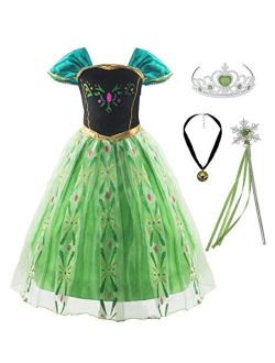 Padete Little Girls Green Snow Princess Party Dress up