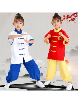 KTLPARTY Kid Adult Kung Fu Uniform Traditional Chinese Clothing For Boys Girls Wushu Costume Suit Set Tai Chi Folk Performance Outfit