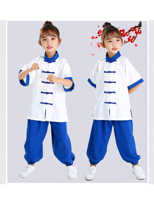 KTLPARTY Kid Adult Kung Fu Uniform Traditional Chinese Clothing For Boys Girls Wushu Costume Suit Set Tai Chi Folk Performance Outfit