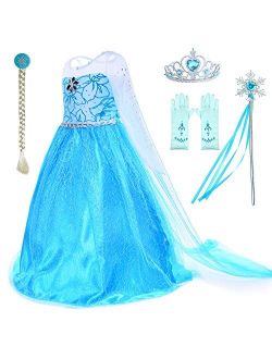 Party Chili Princess Costumes Birthday Party Dress Up for Little Girls with Wig,Crown,Mace,Gloves Accessories Age