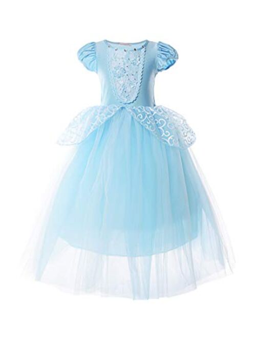 JerrisApparel Girls Princess Costume Puff Sleeve Fancy Birthday Party Dress up