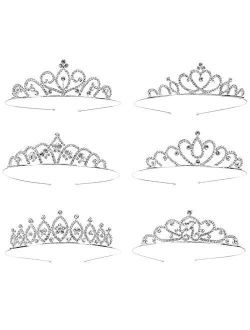 Hedume 6 Pack Girls Princess Crystal Tiara Crown, Rhinestone Princess Crown for Birthday Party, Wedding, Prom, Pageant