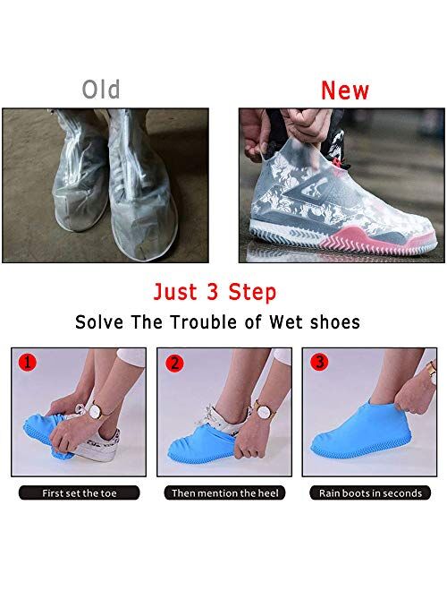 Artist Unknown ZOEAST(TM) Silicone Waterproof Shoe Covers Rain Socks,Reusable Foldable Non-Slip Shoes Boots Shoes Covers Overshoe for Indoor, Rain, Snow, Grassland Shoes 