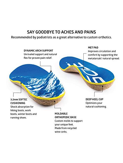 SOLE Performance Thick Cork Shoe Insoles with Metatarsal Pads - Multiple Sizes