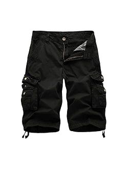 TRGPSG Men's Cargo Shorts, Relaxed Fit Capri Cotton Shorts, Below Knee 13" Inseam Casual Shorts Multi-Pocket Camo Shorts