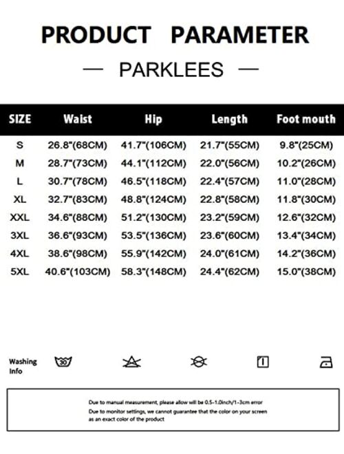 PARKLEES Men's Classic Fit Linen Shorts Casual Elastic Waist Drawstring Summer Beach Short