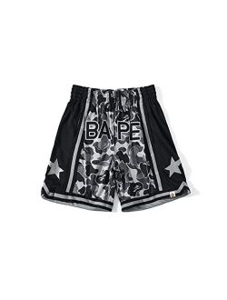 Yiser Bape Shorts Men Womens Trendy Camo Striped Patchwork Graphic Shorts Casual Sport Jogger Beach Shorts Drawstring Pants