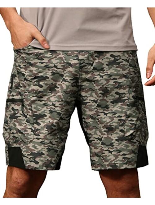 JACK SMITH Men's Cargo Hiking Shorts UPF 50+ Camo Water Resistant Quick Dry Outdoor Shorts Elastic Waist with 5 Pockets S-XXL
