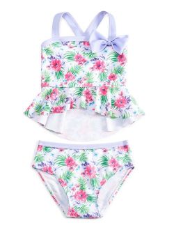 Sol Swimwear Little Girls 2-Pc. Tropical-Print Swimsuit