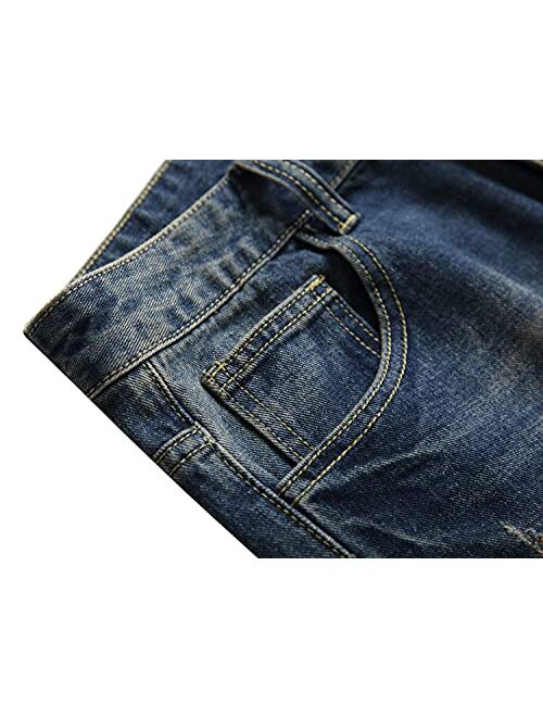 Generic Destroyed Hole Denim Shorts for Men Classic Fit Distressed Summer Jean Shorts Stretch Ripped Casual Fashion Short Jeans (Dark Blue 2,36)