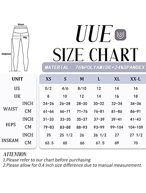 UUE Leggings with Pockets for Women Tummy Control Workout Running Yoga Leggings, High Waisted 4 Way Stretch Yoga Pants