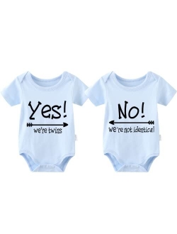 YSCULBUTOL Baby Twins Bodysuits Boys Girls Twin Clothes Unisex Short Sleeve Yes We are Twins No We are Identical