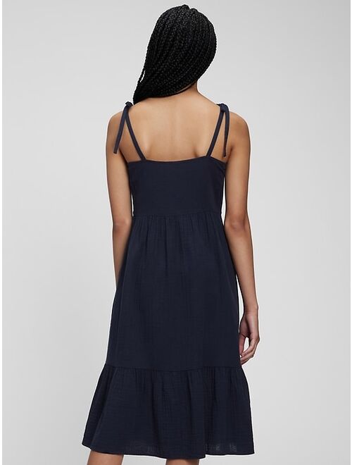 Buy Gap Crinkle Gauze Tie-Shoulder Tiered Midi Dress online | Topofstyle