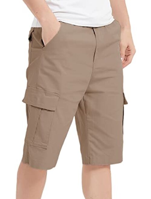 RISISSIDA Men's Cargo Shorts Hiking Shorts 2022 Fashion, Quick-Dry Flat Golf Shorts with Active Expandable Waistband Belt