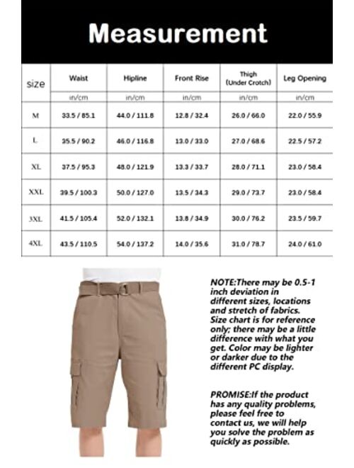RISISSIDA Men's Cargo Shorts Hiking Shorts 2022 Fashion, Quick-Dry Flat Golf Shorts with Active Expandable Waistband Belt