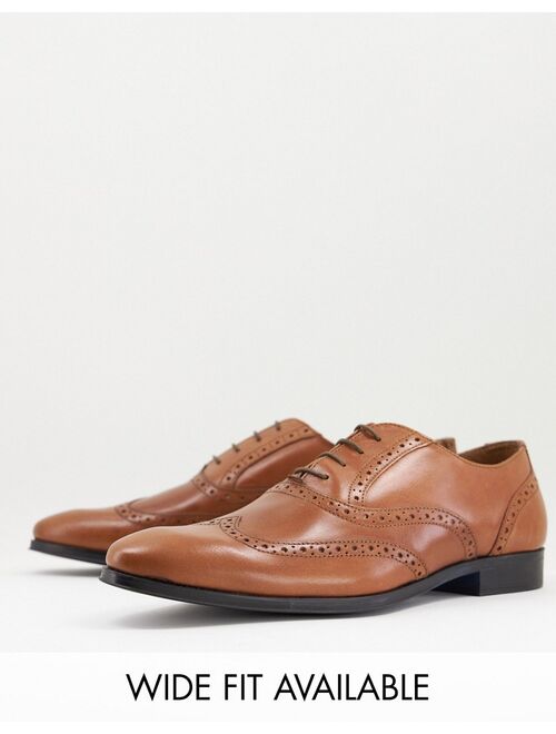 ASOS DESIGN oxford brogue shoes in tan leather