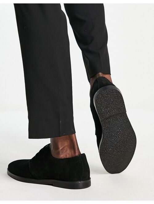 ASOS DESIGN derby shoes in black suede with piped edging