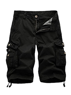 AOYOG Men's Camo Cargo Shorts Relaxed Fit Multi-Pocket Outdoor Camouflage Cargo Shorts Cotton