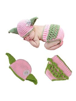 TIMSOPHIA Newborn Infant Baby Photography Prop Crochet Knit Hat Diaper Costume Set Handmade Cap Outfits Hat for Baby Shower