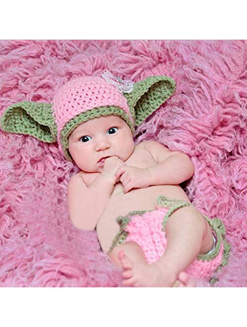 TIMSOPHIA Newborn Infant Baby Photography Prop Crochet Knit Hat Diaper Costume Set Handmade Cap Outfits Hat for Baby Shower