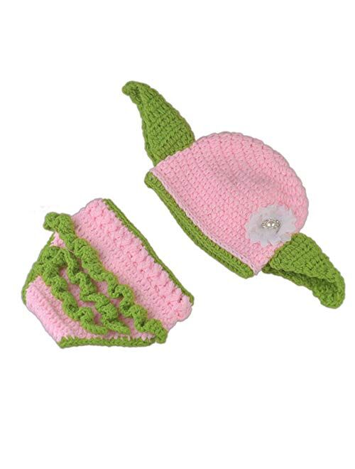 TIMSOPHIA Newborn Infant Baby Photography Prop Crochet Knit Hat Diaper Costume Set Handmade Cap Outfits Hat for Baby Shower